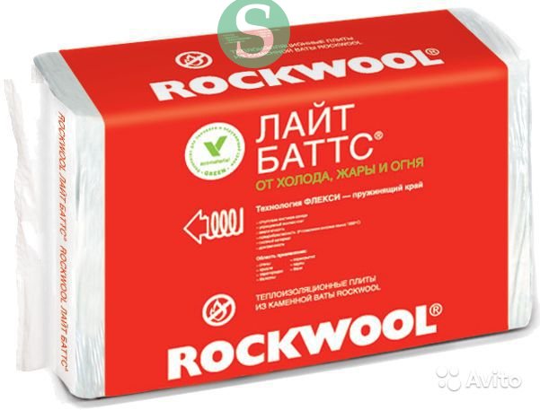 Роквул (Rockwool) Лайт Баттс 1000*600*100мм. (2,4м2) (0.24м3) купить недорого в Москве на 41км МКАД